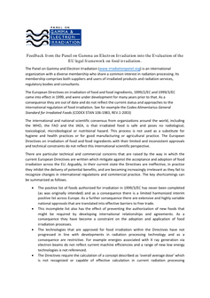 Feedback from the Panel on Gamma an Electron Irradiation into the Evaluation of the EU legal framework on food irradiation.