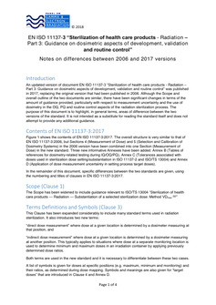 EN ISO 11137-3 “Sterilization of health care products – Radiation – Part 3: Guidance on dosimetric aspects of development, validation and routine control” Notes on differences between 2006 and 2017 versions