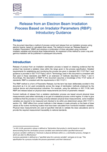 Release from an Electron Beam Irradiation Process Based on Irradiator Parameters (RBIP): Introductory Guidance